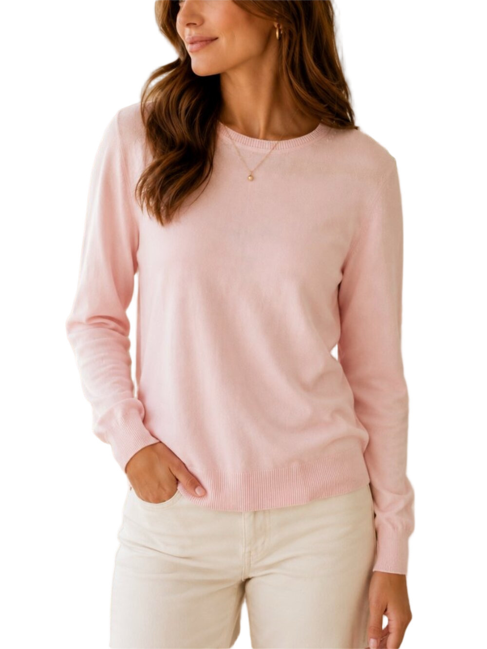 Banana Republic Sweater Medium Pink Cotton Crewneck Lightweight